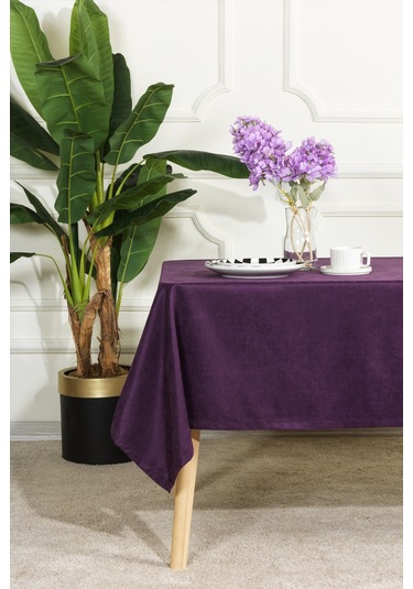 Elart Soft Kadife Masa Örtüsü Dikdörtgen 150x220 Cm Mor Mor