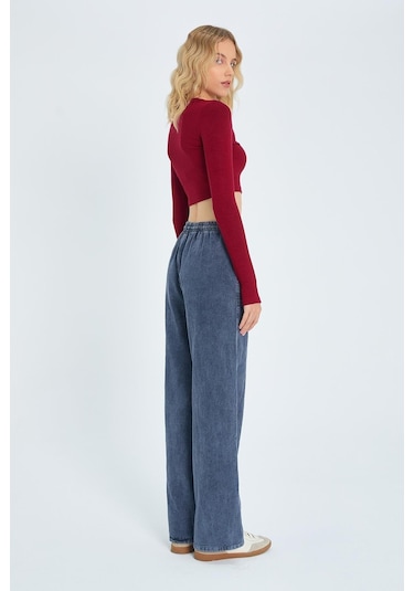 4572 Kadın Parça Boya Palazzo Pantolon Antrasit Antrasit