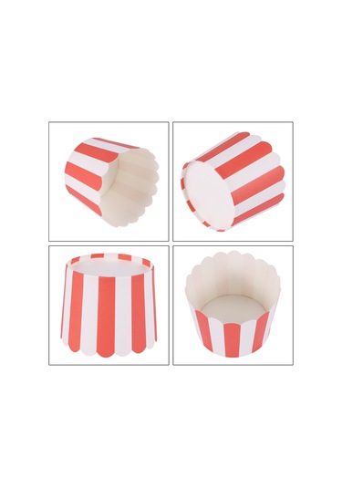 Sointeresting 50x Cupcake Sarma Kağıdı Kek Kabı Pişirme Kapları Liner Muffin Mutfak Pişirme Kırmızı Çizgiler KIrmızı