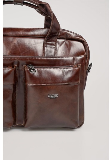 Ççs 71472 Hakiki Deri Evrak Çantası Kahve