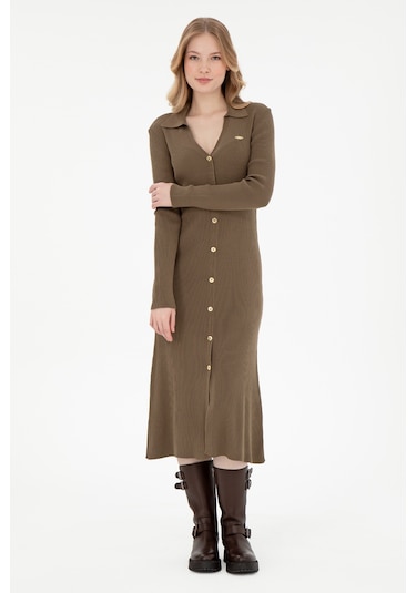 U.s. Polo Assn. Kadın Açık Haki Elbise Triko 50297100-vr183 Acık Hakı