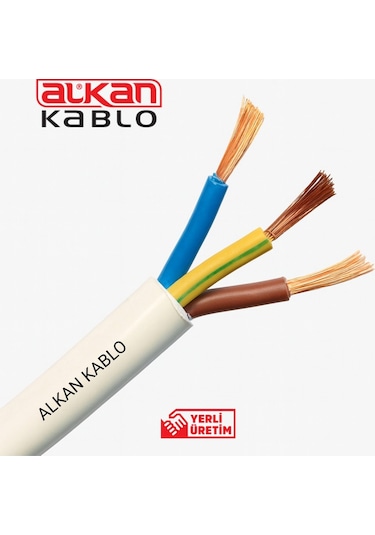 3x2,5 Mm² H05vv-f Ttr Kablo Beyaz %100 Bakır 5 Metre