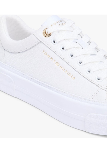 Tommy Hilfiger Kadın Th Foxing Platform Detaylı Deri Sneaker-13288 Beyaz