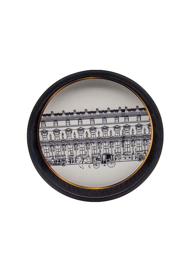 Urban Desenli Yuvarlak Metal Tepsi, 37 Cm