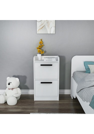 Arnetti Luses 2 Çekmeceli Modern Tasarım Genç Odası Komodin,beyaz