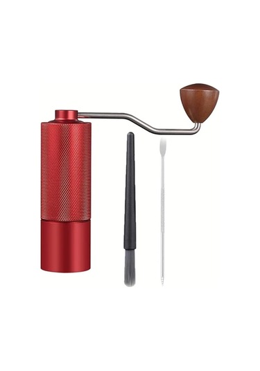 Topshop1 3 Adet Kırmızı Profesyonel Şık Kahve Çekirdeği Öğütücü Kaymaz Alüminyum Gövde Ayarlanabilir Çelik Bıçaklı Manuel Kahve Değirmeni