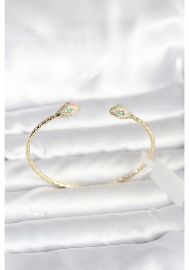 Pirinç Gold Renk Yılan Model Bileklik Çok Renkli