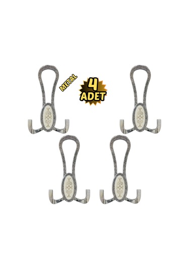 Krom Desenli Vestiyer Portmanto 4 Adet Askılık Metal Krom