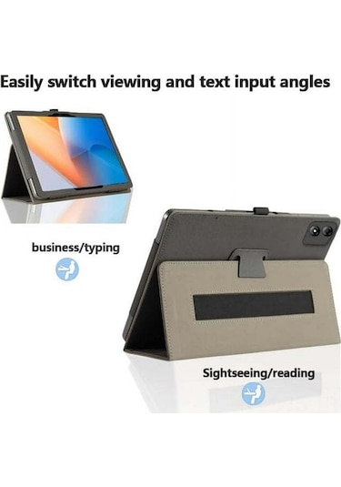 Jeemson Blackview Tab90 Wifi 11" Tablet Kılıfı, Tam Koruma, Çarpıtmaya Dayanıklı, Eldivenli Tutucu Ve Çok Açıklı Stand Özelliği, Siyah Pu Deri