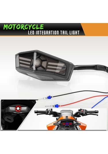 Youtek Motosiklet Entegre Led Stop Lambası, Tersine Çevrilir Plaka Tutucu İle Dinamik Mavi Solunum Farı Ve Yön Belirti Işığı