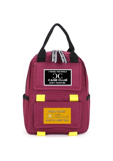 Case Club Kadın Sırt Çantası Yandan Cepli Su Geçirmmez Kumaş Bordo