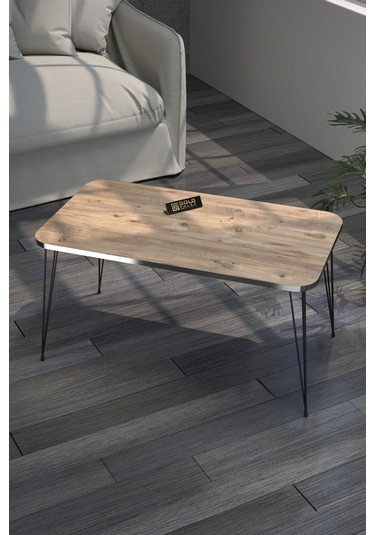 Orta Sehpa Kr Siyah Tel Ayak Gümüş Ceviz Ceviz