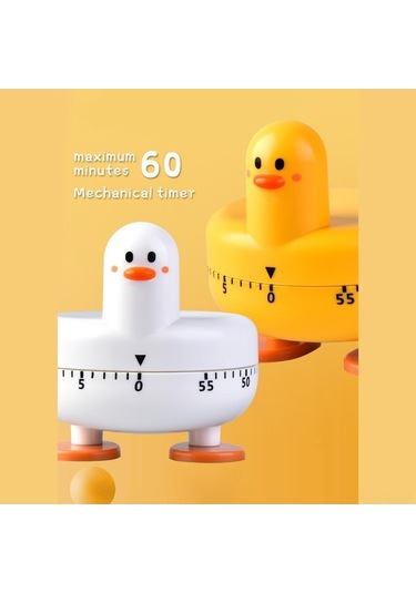 Fortunelane Beyaz Ördek Mutfak Zamanlayıcı - Pil Gerektirmeyen Hatırlatıcı