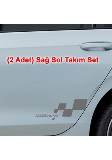 2 Adet Accord Sport Sticker - Accord Sticker - Kapı Altı Sticker - 30cm X 12cm - Gri
