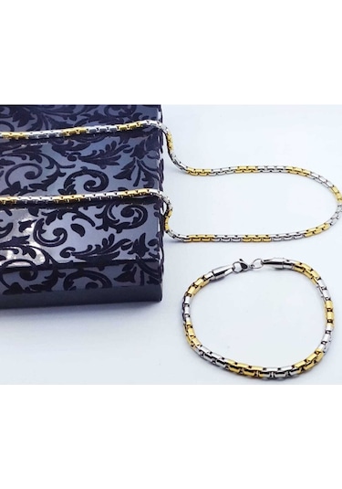 1.Sınıf Örme Çelik Erkek Kolye ve Bileklik Set 2,5 MM