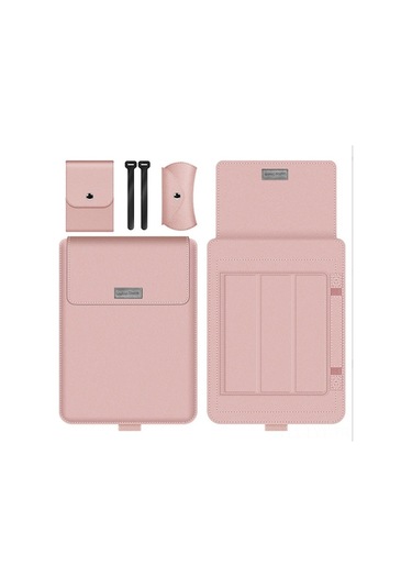 Huawei Mate 14" Ve 15.6" Mac İçin Taşınabilir Dizüstü Bilgisayar Çantası Ve Standı - Pembe, 16/17" Uyumlu Renkli Renkli