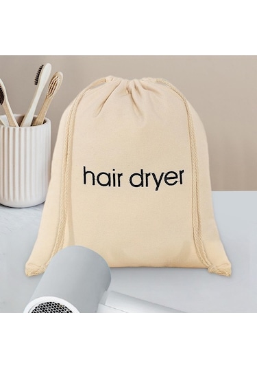 Pazly Suntek Saklama Saç Makinesi Kurutma Çantası Bej Bej Bağcıklı Ts Bej