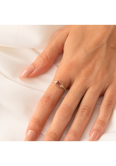 Gümüş Yüzük - Octagon Kesim Zultanit Taşlı Modern Tasarım 925 Ayar Gümüş Yüzük Sarı