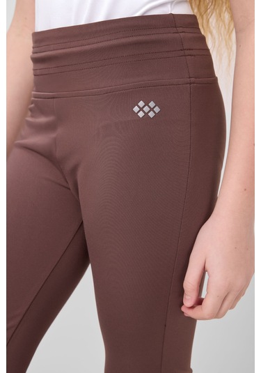 Tommylife Kahverengi Esnek Standart Fit Basic Performans İspanyol Paça Kız Çocuk Tayt - 75193 Kahverengi