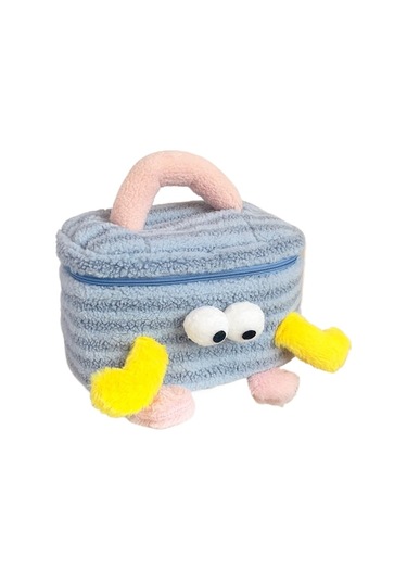 Trendooze Sevimli Portatif-mavi Peluş Kozmetik Çantası Ds Mavi