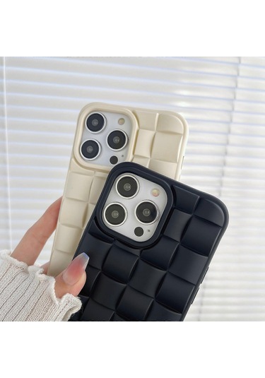 İphone Uyumlu 11 Pro Max 3d Küp Dokuma Doku Cilt Hissi Telefon Kılıfı İçin