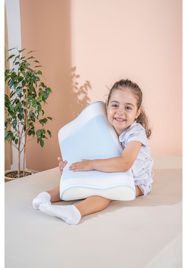 Visco Serinletici Jelli Boyun Destekli Çocuk Yastığı 47x32x8/6 Cm Beyaz