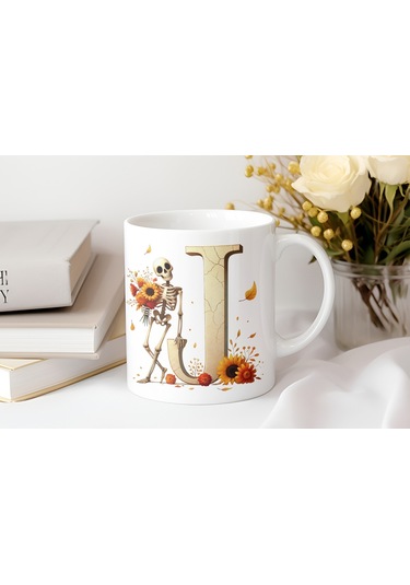 J Harfi Pembe Kareli Kalpli Göz Emojili Kupa Bardak Eğlenceli Kareli Tasarım Kahve Çay Kupası Beyaz