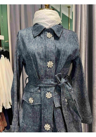 Selinada Taşlı Kot Ceket - Lacivert - 42 Lacivert