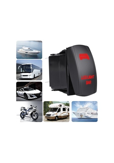 Lemestar 12v/24v Çift Led Işıklı 5 Pimli Su Geçirmez On-off Kaldırma Anahtarı - Araç Ve Tekne Kullanıma Uygun Mavi Işık