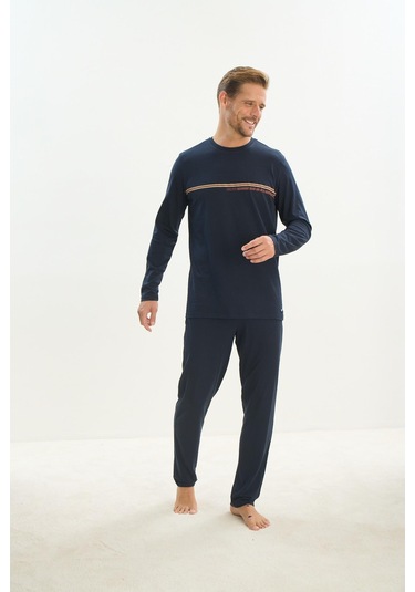 Erkek Uzun Kol Lacivert Pijama Takım C6t3n5o9 001