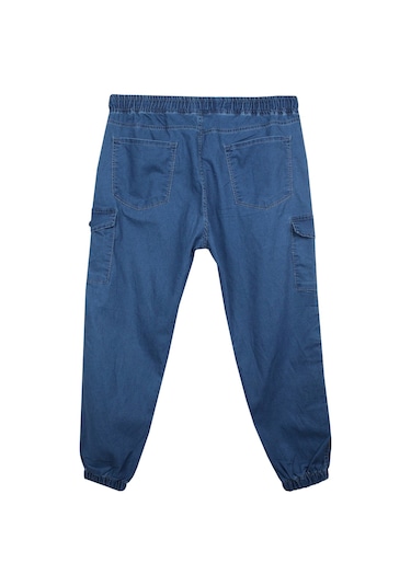 Erkek Büyük Beden 100-156 Kilo Arası İçin Uygun Kargo Cepli Jogger Kot Pantolon Mavi