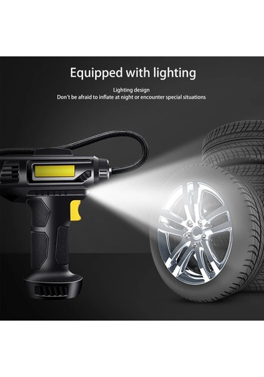 Challenger Siyah 150psı Taşınabilir Hava Kompresörü Araba Lastiği Basınç Göstergeli Işıklı Şişirme Pompası