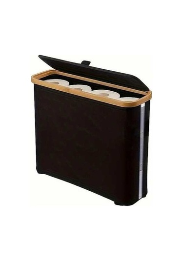 Trendooze Gaojunshop01 Siyah Modern Çiftlik Evi Tuvalet Kağıdı Tutucu, Kapaklı Saklama Sepeti Siyah