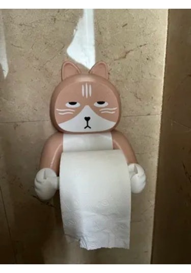 Kedi Figürlü Tuvalet Kağıdı Tutacağı Sevimli Duvar Aksesuarı