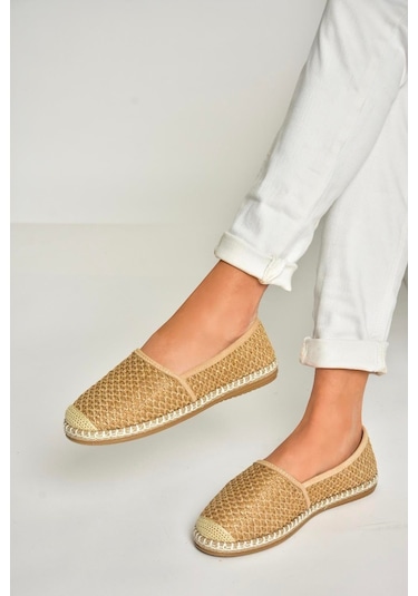 Fox Shoes D280250017 Vizon Hasır Kadın Ayakkabı Vizon-hasir