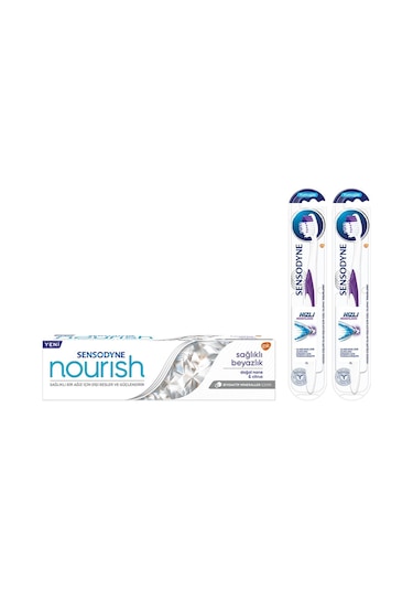 Sensodyne Nourish Sağlıklı Beyazlık Diş Macunu 75 ML + Hızlı Rahatlama Diş Fırçası 2'li