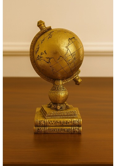 Kahve Ve Gold Antik Görünümlü Dünya Küresi Biblo 27x15
