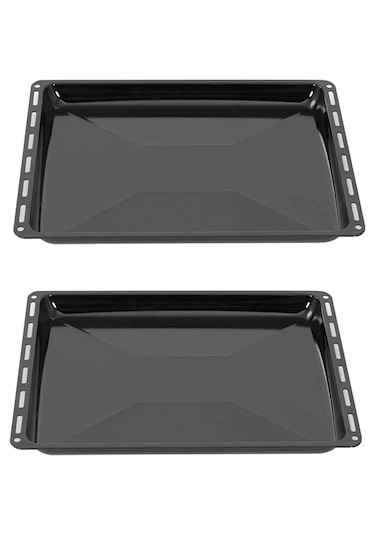 Ankastre Parlak Derin Fırın Tepsisi 2 Li Set 45,5 37,5 3,5 Cm Granit Siyah