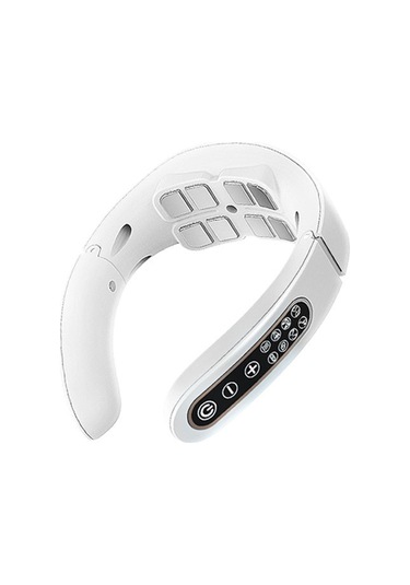 Mufunye Beyaz Boyun Masaj Cihazı, 6 Modlu 15 Seviye İntensite, 38-42 C Isıtma, Usb Şarjlı Akıllı Tıbbi Masaj Aleti Çok Renkli