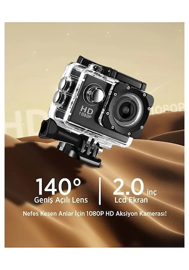 Aksiyon Kamera 1080p Hd Suya Dayanıklı - 140 Geniş Açı Lcd Ekran