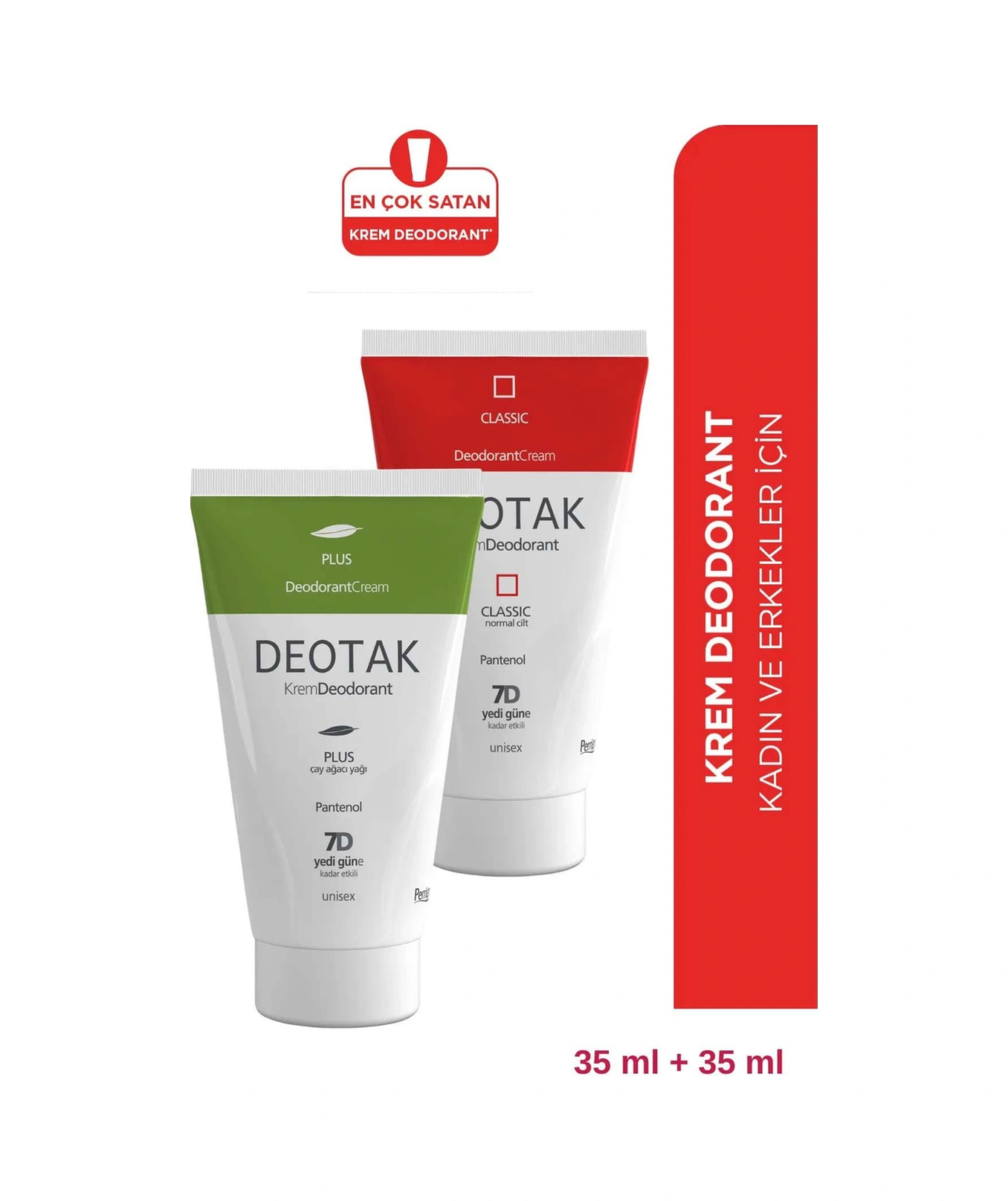 Deotak Krem Deodorant 2' Li Set - Classic Koruma 35 ML ve Plus Çay Ağacı Yağı Koruma 35 ML