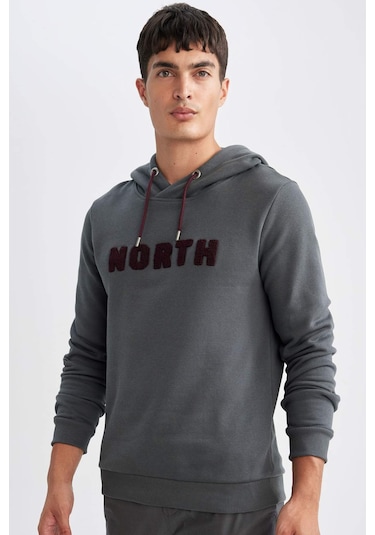 DeFacto Regular Fit Kapüşonlu Baskılı Kalın Sweatshirt L5850AZ24AUGN807