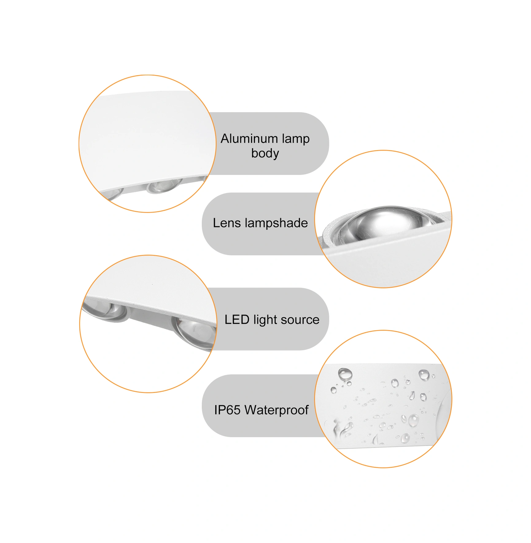 Hangfox Alüminyum Led Duvar Lambası 8w 6500k Beyaz Ip65 Isık Efekti Oturma Odası Yatak Odası Koridor Dekoratif Aydınlatma Beyaz