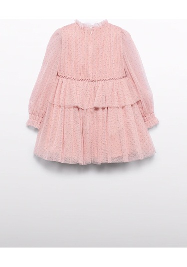 Mayoral Abel&lula Kız Çocuk Uzun Kol Tüllü Elbise Pembe