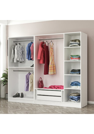 Minar Kale 5 Mebran Panjur Kapaklı 2 Çekmeceli Dolap Beyaz/beyaz 190cm