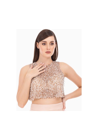 Şifon Boncuk İ Şlemeli İ Ki Parça Abiye-ten Ten