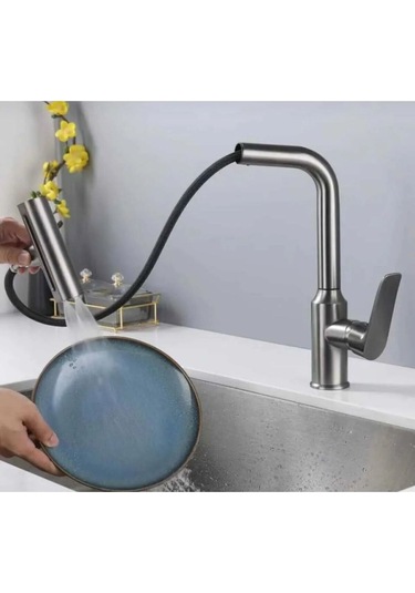 Boheme Fleko Çok Modlu Spiralli Mutfak Evye Bataryası Şelale Yağmurlama Fonksiyonel Antrasit