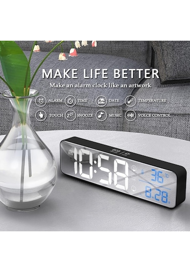 Valkyrie Led Aynalı Dereceli 2400Mah Dijital Duvar Masa Saati