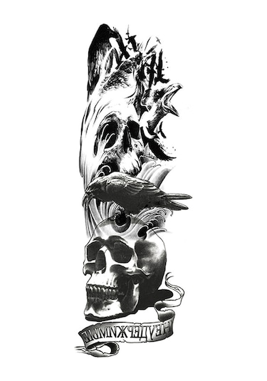 Skycity Büyük Boy Su Geçirmez Tam Kol Dövme Sticker, Gerçekçi Görünüm, Cilt Dost, Tqb-39 Modeli