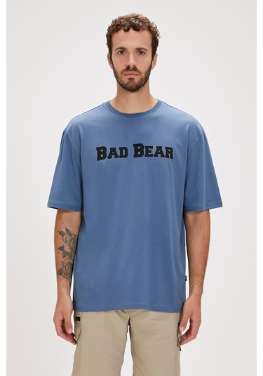 Bad Bear Title Element Mavi Logo Baskılı Basic Erkek Tişört-koyu Mavi Koyu Mavi